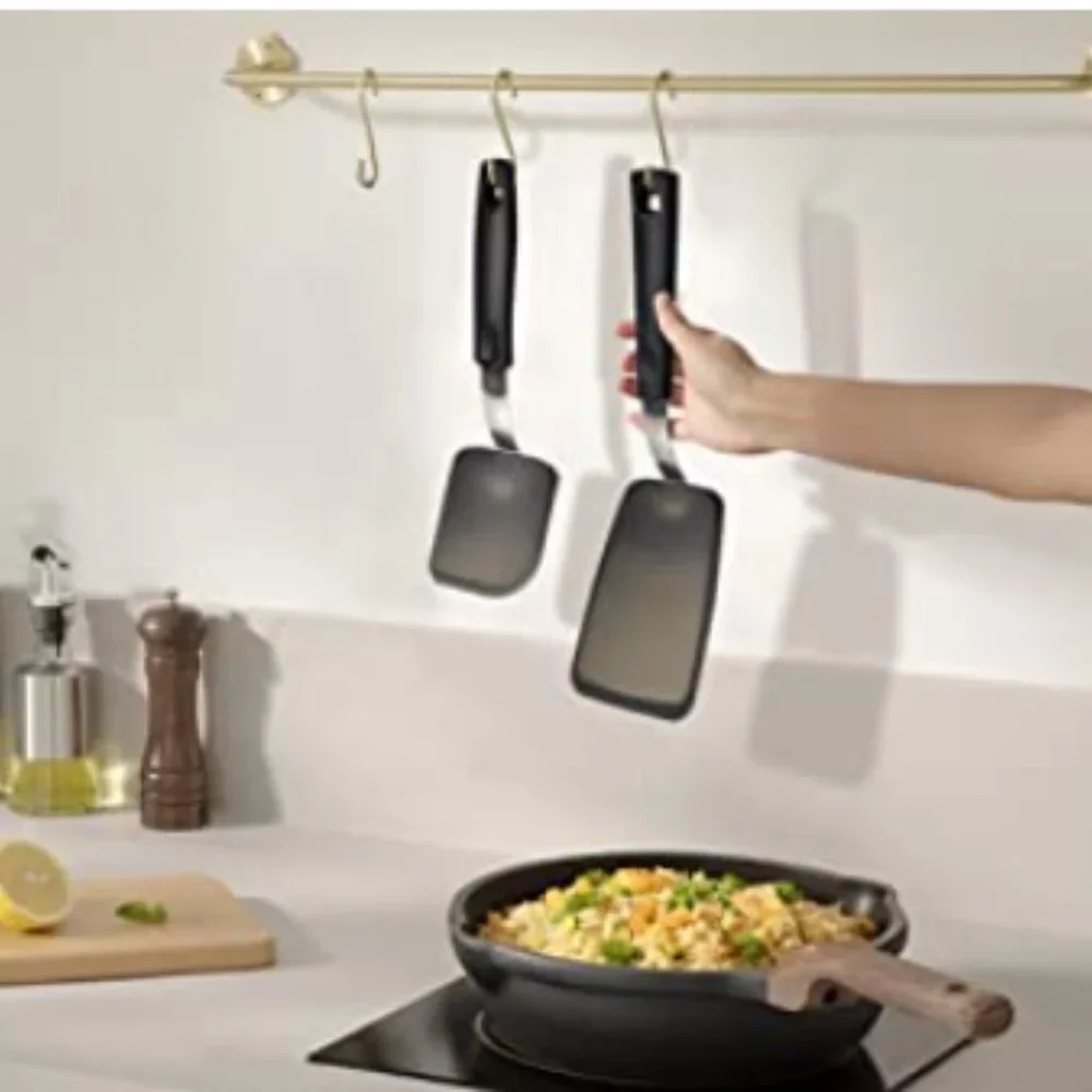 2 pc - Silicone-Stainless Steel Spatulas/ Turners - 600F Heat Resistant